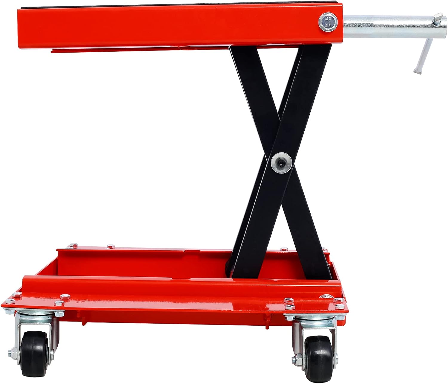 Motorcycle Lift Jack with Dolly, 1100 Lbs Motorcycle Lift Scissor Jack Steel Wide Deck Hoist Crank Center Stand, Motorcycle Lift ATV Scissor Lift Jack for Motorcycles, ATVs, Dirt Bikes