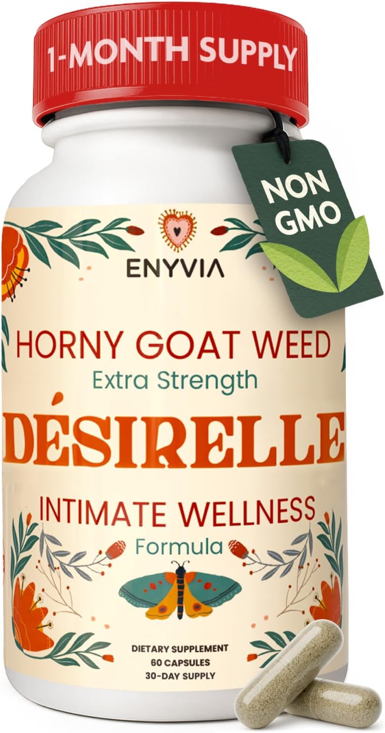 Female Libido Booster for Women Fast Acting with Tribulus Terrestris - Hornygoatweed for Women, Mood Support Supplement Enhancer Pills with Maca Root - 60ct Desirelle
