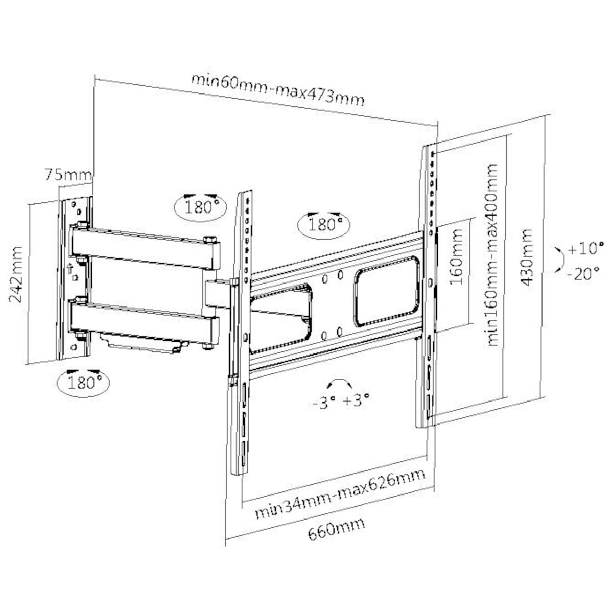 My Wall H 25-2 L Support Mural pour téléviseur 94,0 cm (37) - 177,8 cm (70) inclinable + orientable