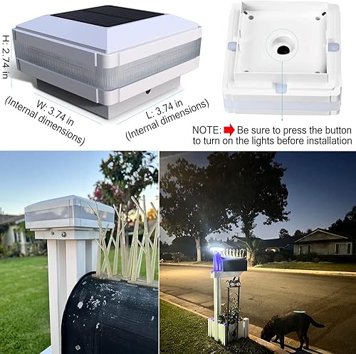 Miniatura 3 de FVTLED Flexfit - Paquete de 8 luces solares para postes de madera para exteriores, funciona con energía solar, para postes de madera de 3.5 x 3.5, 4