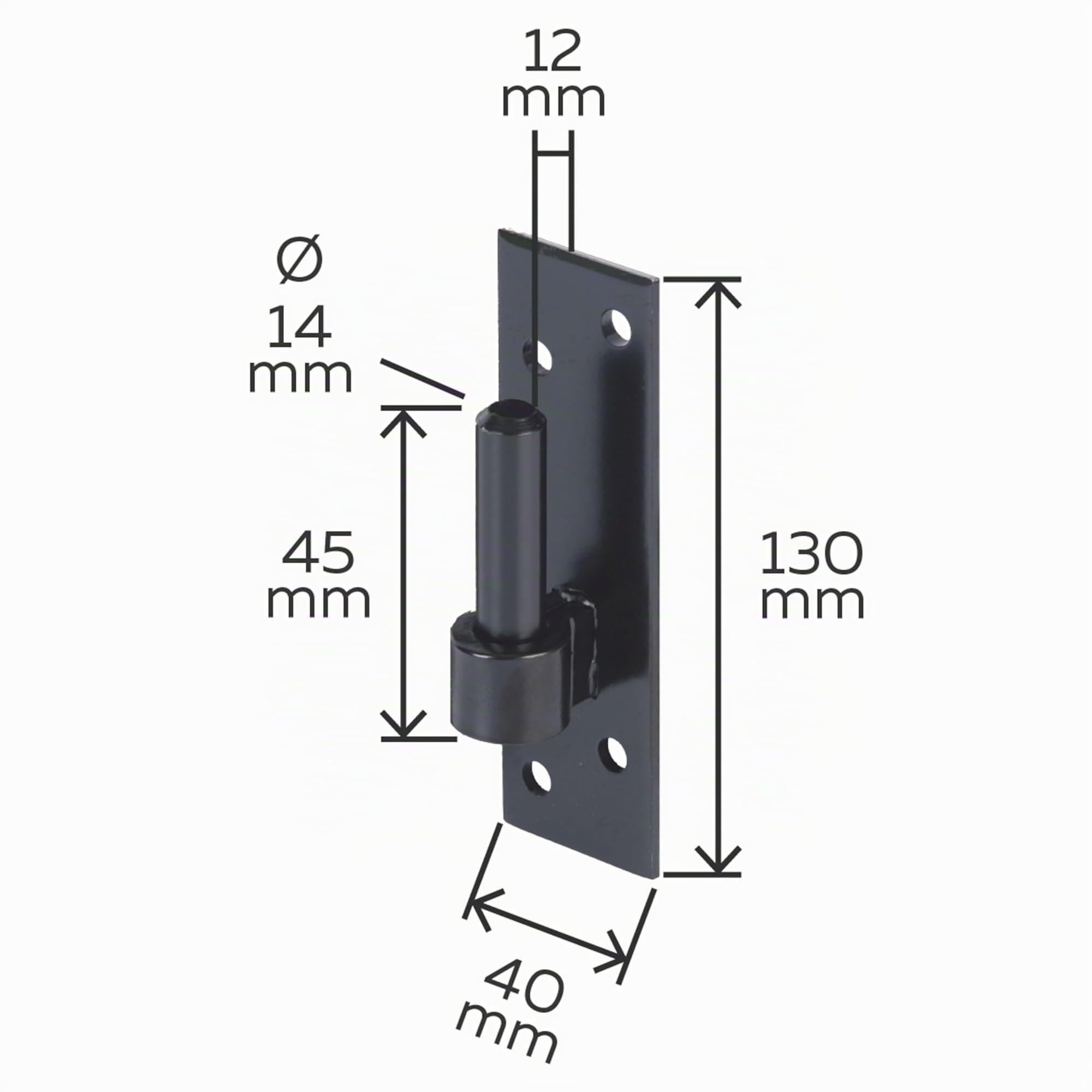 Alberts 867577 Gond sur platine | forme de type Allemagne du sud avec crochet DI ou DII | laque noire pour immersion | cote axe Ø14 mm | platine 130 x 40 mm | kit de 10