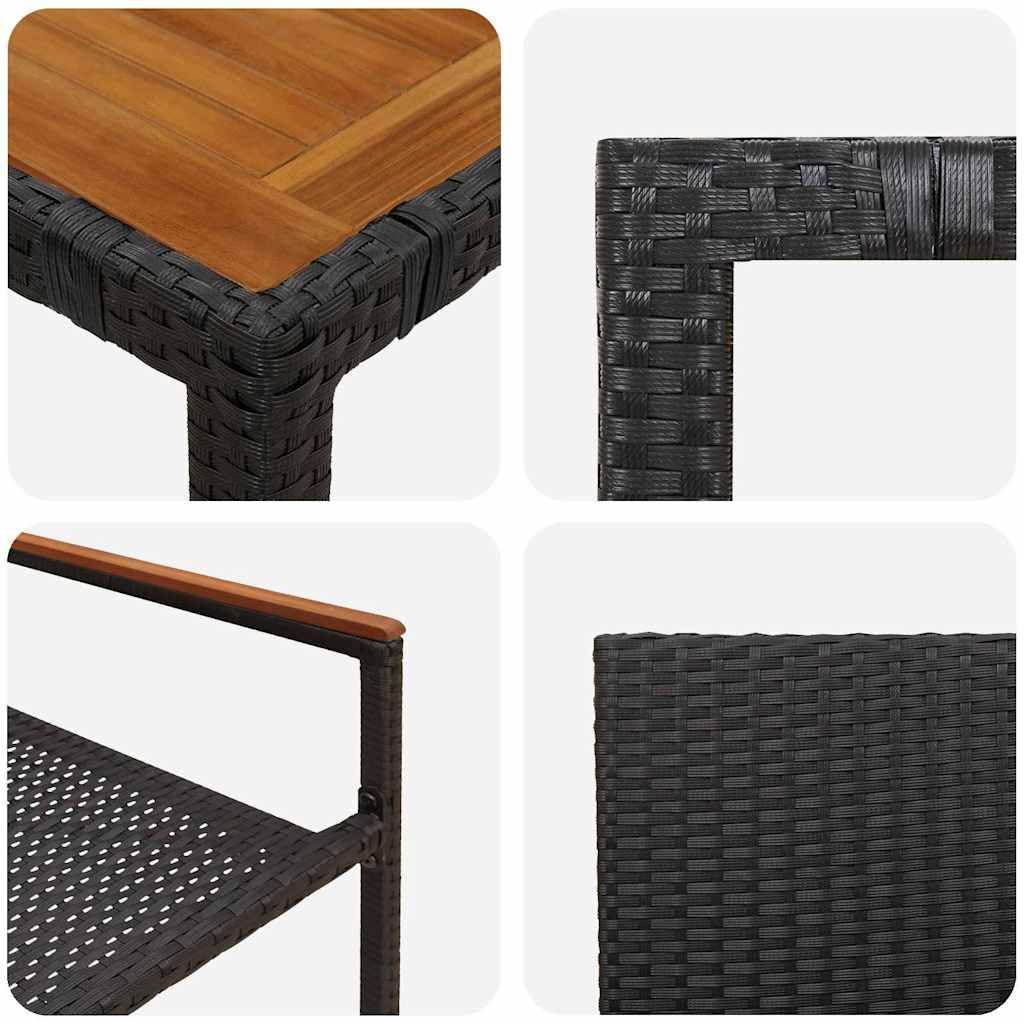 Zestaw do jadalni w ogrodzie 7 pcs Czarny polirattan nowoczesny meble tarasowe stół 190x90 cm krzesła 6 szt ergonomiczne siedziska stalowa rama do spotkań rodzinnych i przyjęć na zewnątrz