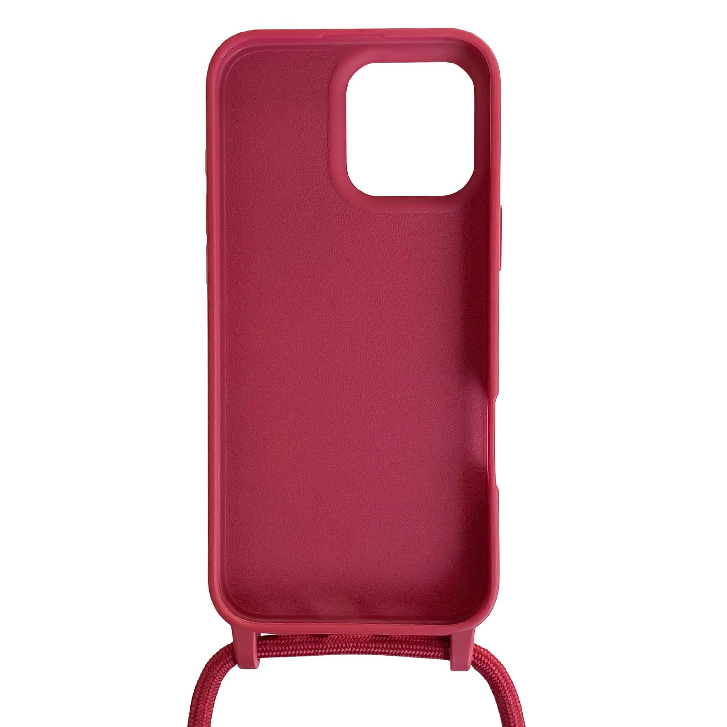 Cover Compatible con iPhone 16 Pro(6.3"),Cellulare Girocollo Custodia con Cordino TPU corda Silicone Case Bumper per iPhone 16 Pro(6.3") Custodia-Rosso - 3