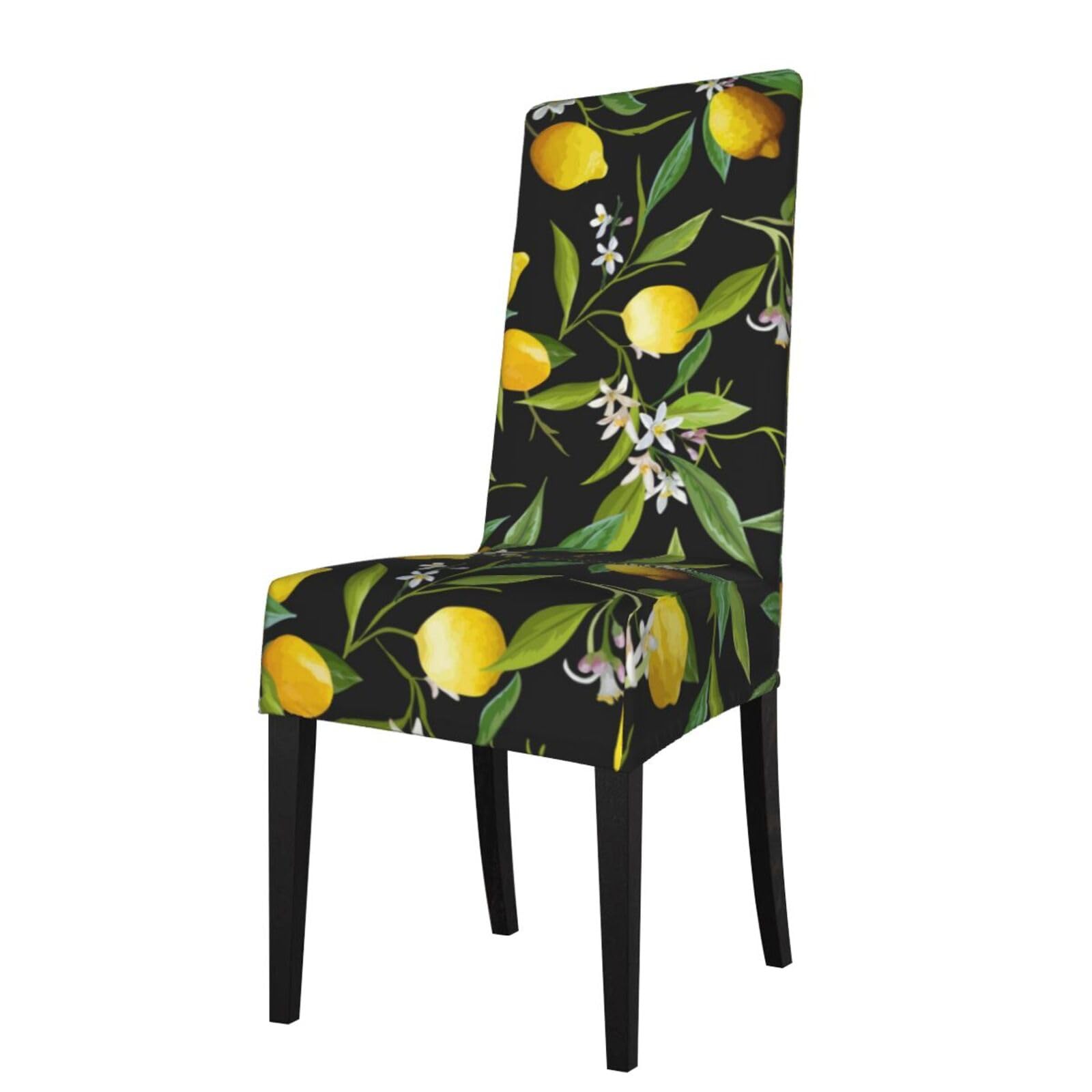 LKYMOH Lemon And Flower Print, Chair Covers Stretch Chair Slipcovers for Dining Room, for Party Pet Protection Universal Fit Soft Polyester