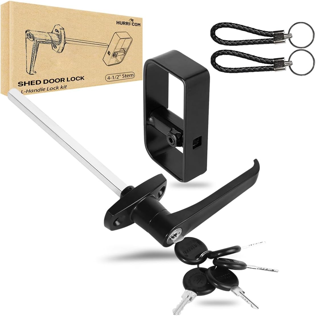 Hurrikom 51/2" LHandle Lock kit, Shed Door Latch with 5