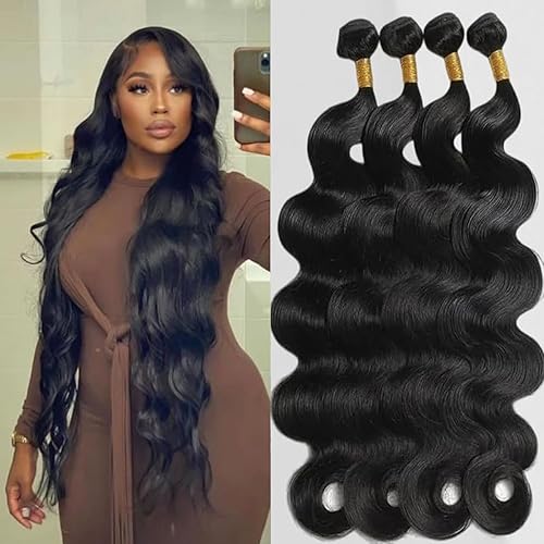Body Wave Bundles Human Hair 26 28 30 32Inch Human Hair Bundles Wavy Virgin Hair 4 Bundles Human Bundles Brazilian Bundles Human Hair Quick Weave Bundles