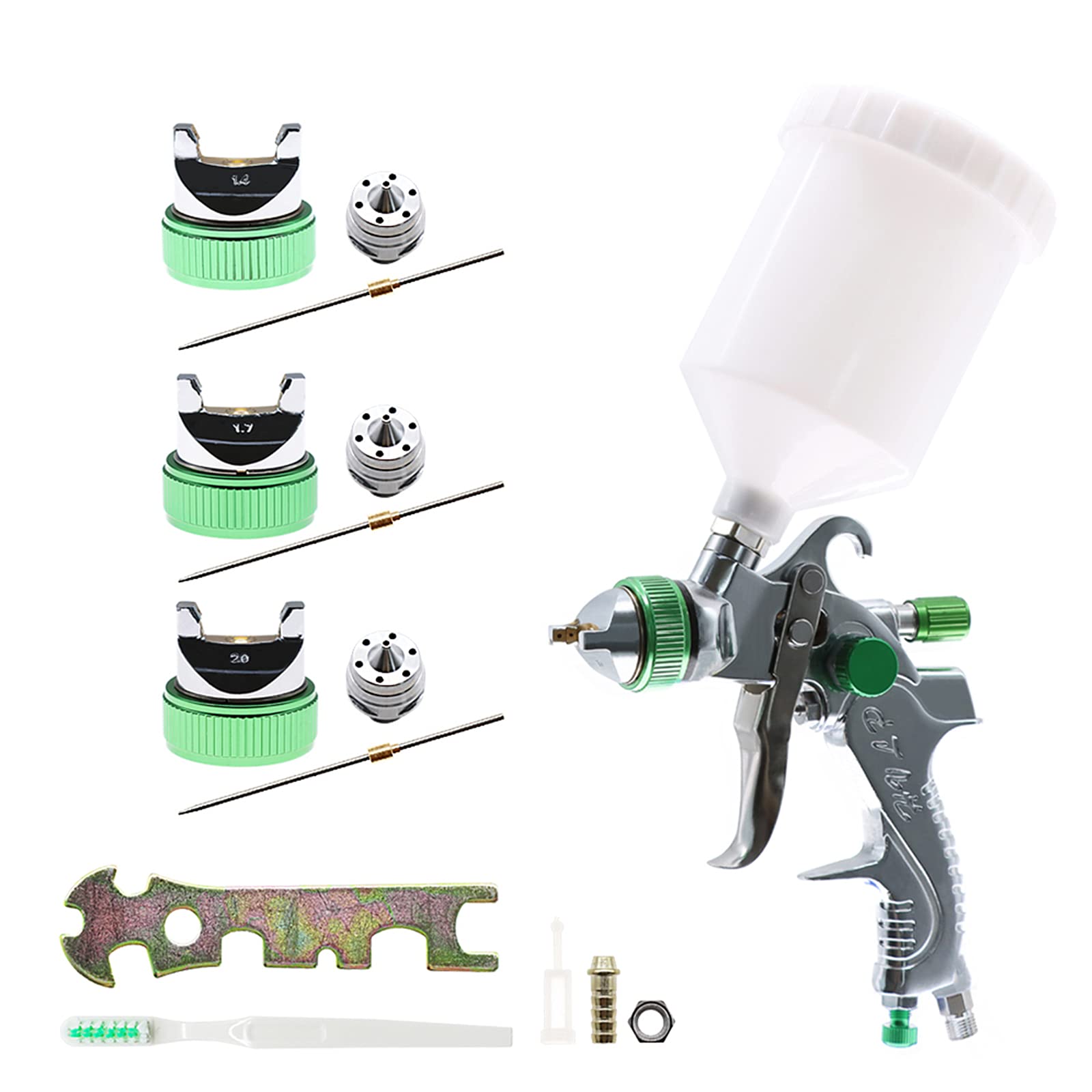 Buy HVLP Gravity Feed Air Spray with 3 Nozzles 1.4/1.7/2mm Nozzle Size