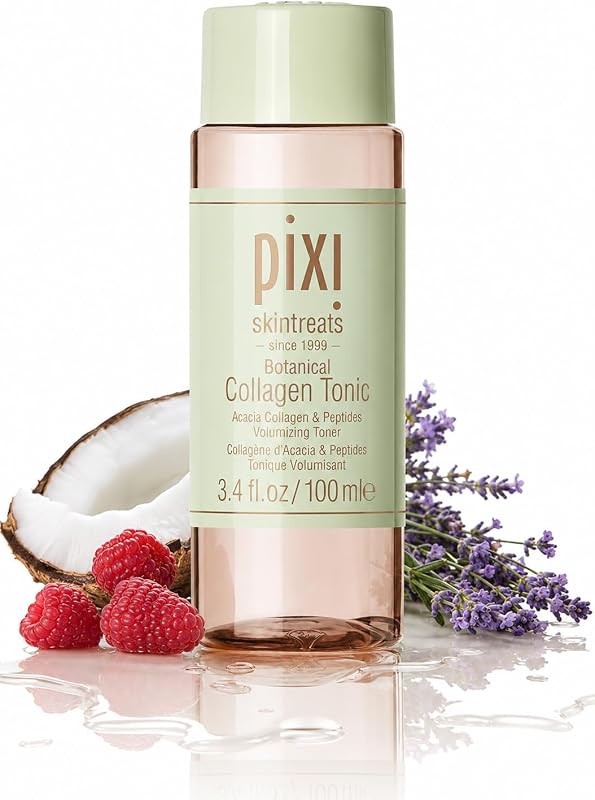 Pixi Botanical Collagen Tonic, tónico voluminizador e hidratante, mejorado con péptidos y ingredientes botánicos para reafirmar y revitalizar, tónico hidratante diario sin alcohol, 100 ml/3,4 oz