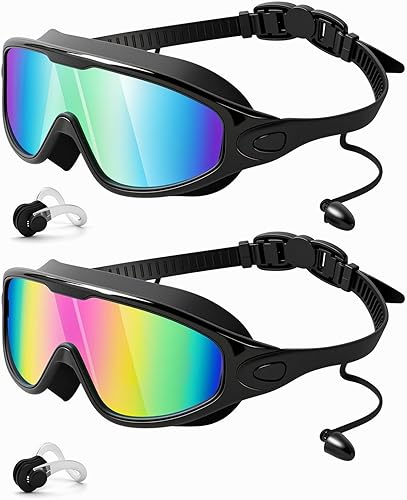 Miniatura 11 de Rantizon Swim Goggles 2 Pack, Wide View Anti Fog&UV Swimming Goggles for Audlt, No Leaking Swim Glasses for Men Women Kids