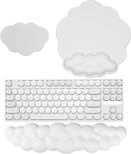 Miniatura 8 de JIKIOU Almohadillas de mouse Cloud de cuero, exquisito soporte de muñeca, cómodo reposamuñecas de espuma viscoelástica para computadora, laptop,