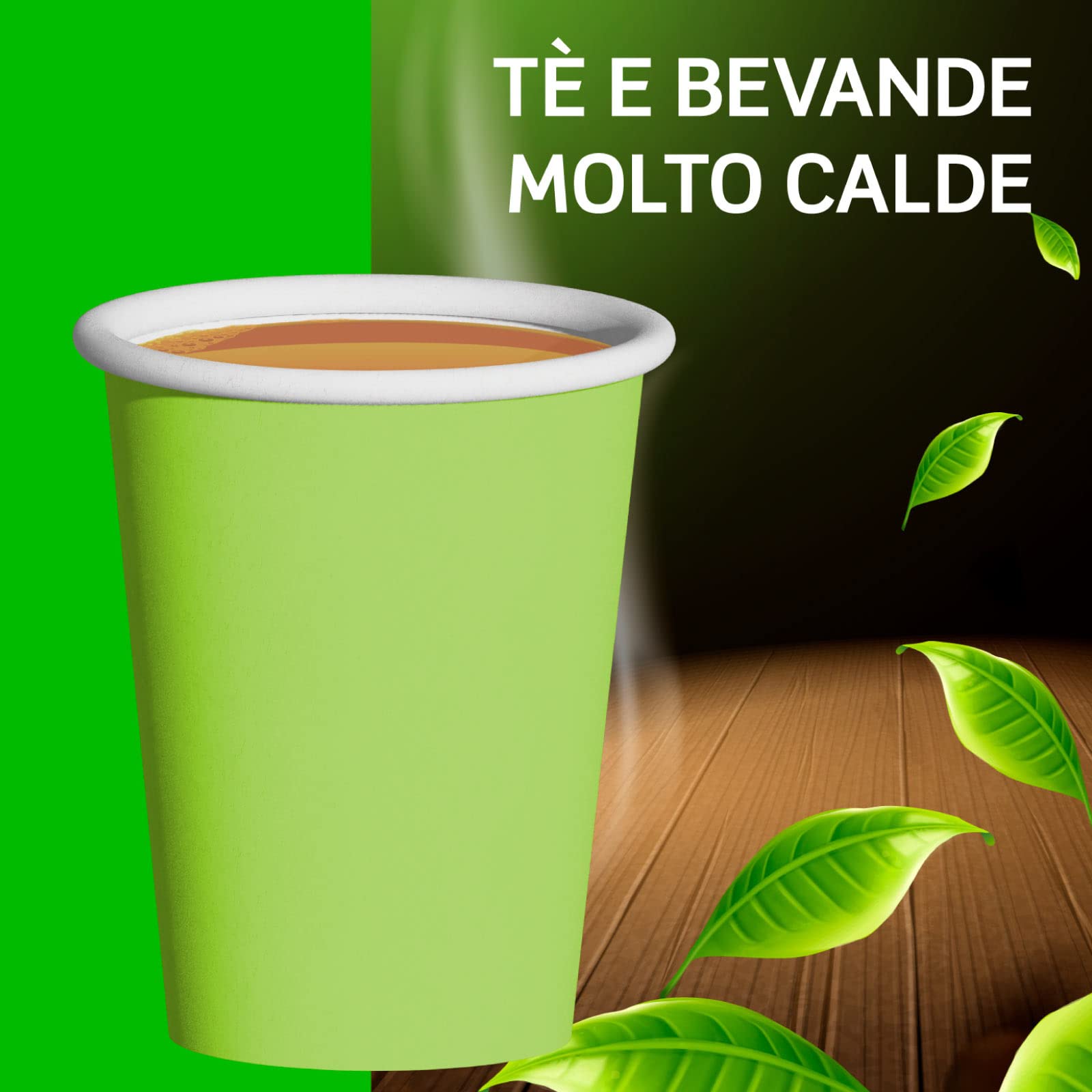 Baciato Caffè 1000 Bicchieri in Carta 200ml Ecologici Biodegradabili Monouso Made in Italy Asporto Bevande Calde Acqua Colorati VERDE - Prodotto e Confezionato in Italia