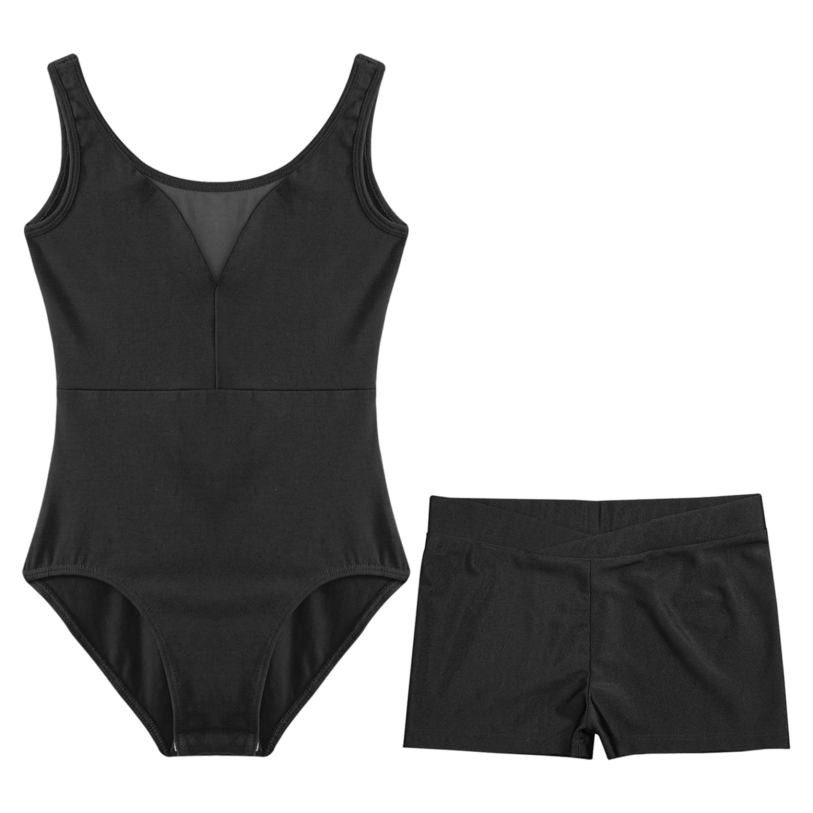 inlzdz Bambine Ragazze Leotards con Pantaloncini Body da Ginnastica Artistica Senza Maniche Jumpsuit Tuta da Danza Classica Balletto Patchwork Dancewear