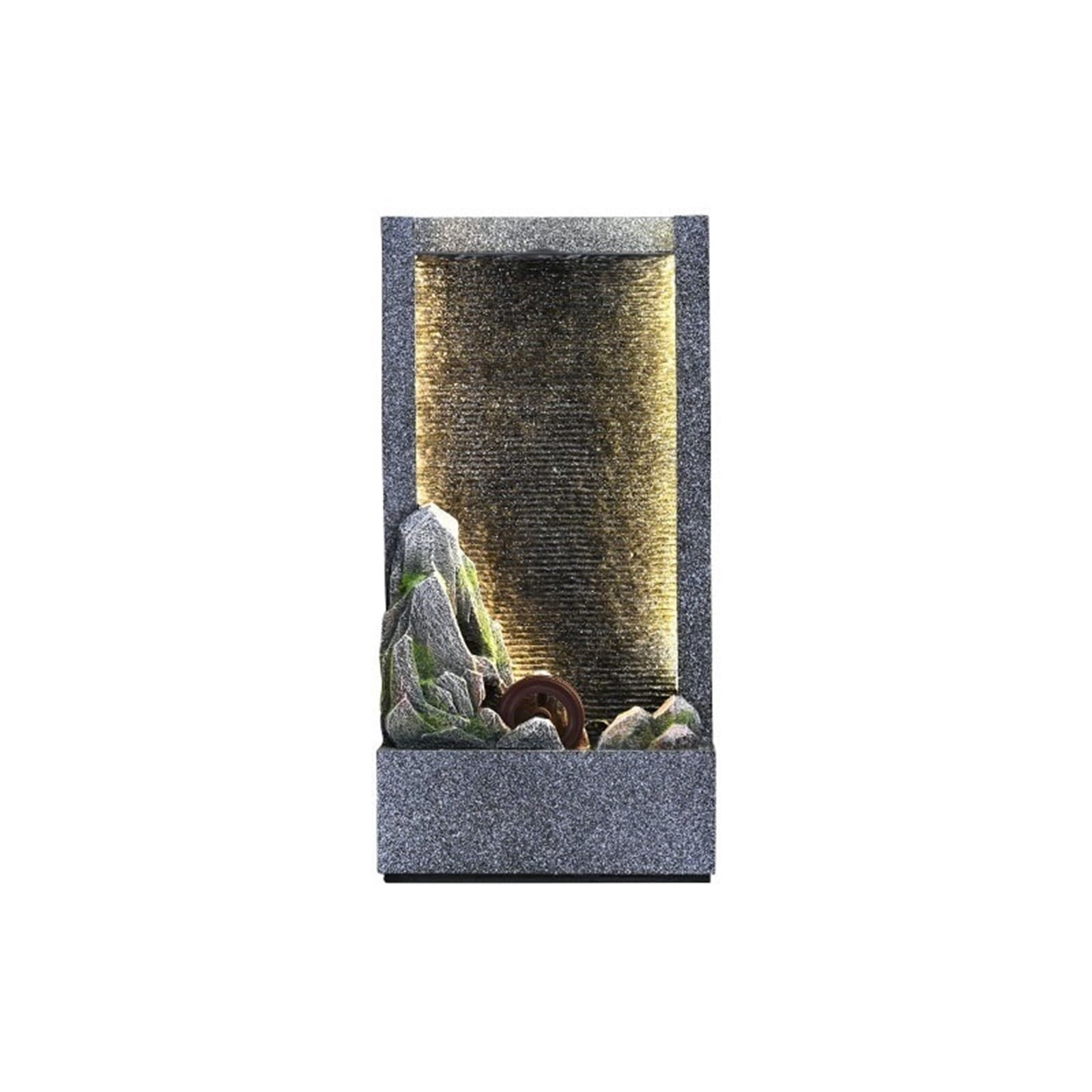 Water Feature Tabletop Fountain Minimalist Rockery Curtain Wall Water Ornaments for Office Indoor Decoration Indoor Fountains