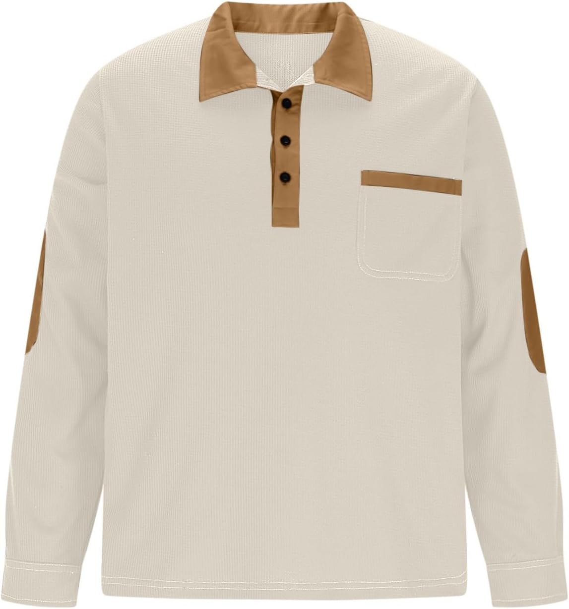 Cambkatl Stand Collar Henley Shirts for Men Button Up Long Sleeve Pullover Business Casual Workout Cargo T-Shirt