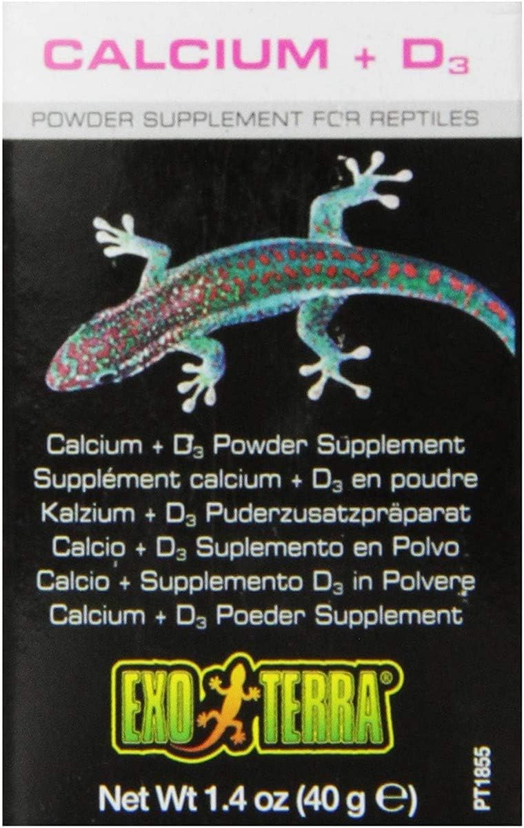 Exo Terra Calcium + D3 Powder Supplement for Reptiles and Amphibians, 1.4 Oz., PT 1855