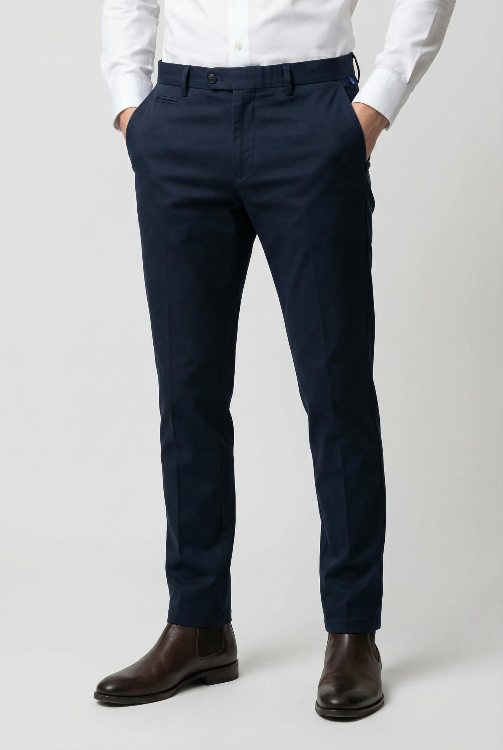 SIRRI Pantalones chinos de algodón para hombre, tela elástica, ajuste regular, Smart Business Chinos