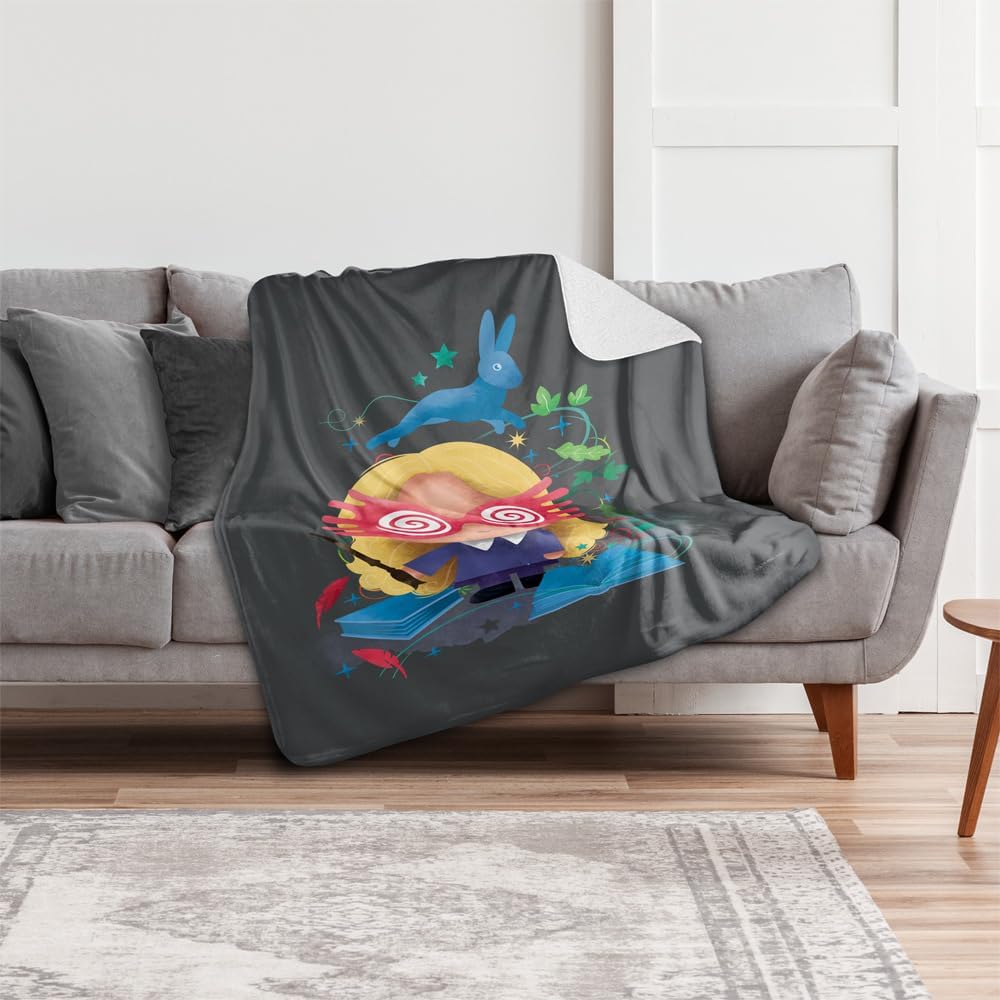 Harry Potter Blanket, 50"x60", Luna Lovegood Chibi Silky Touch Sherpa Back Super Soft Throw Blanket