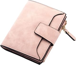 Women Purse RFID Protected Real Leather Bifold Purse Ladies Zipper Coin Wallet for ID Coins Notes Debit Travel Cards