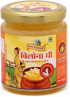 Gavyamart Bilona Ghee in Pantry 100% Pure Kankrej A2 Cow Desi Ghee Non GMO - Made Using Traditional Bilona Method Ghee 200 ML - Glass Ghee jar Pack - A2 Ghee Cow Organic