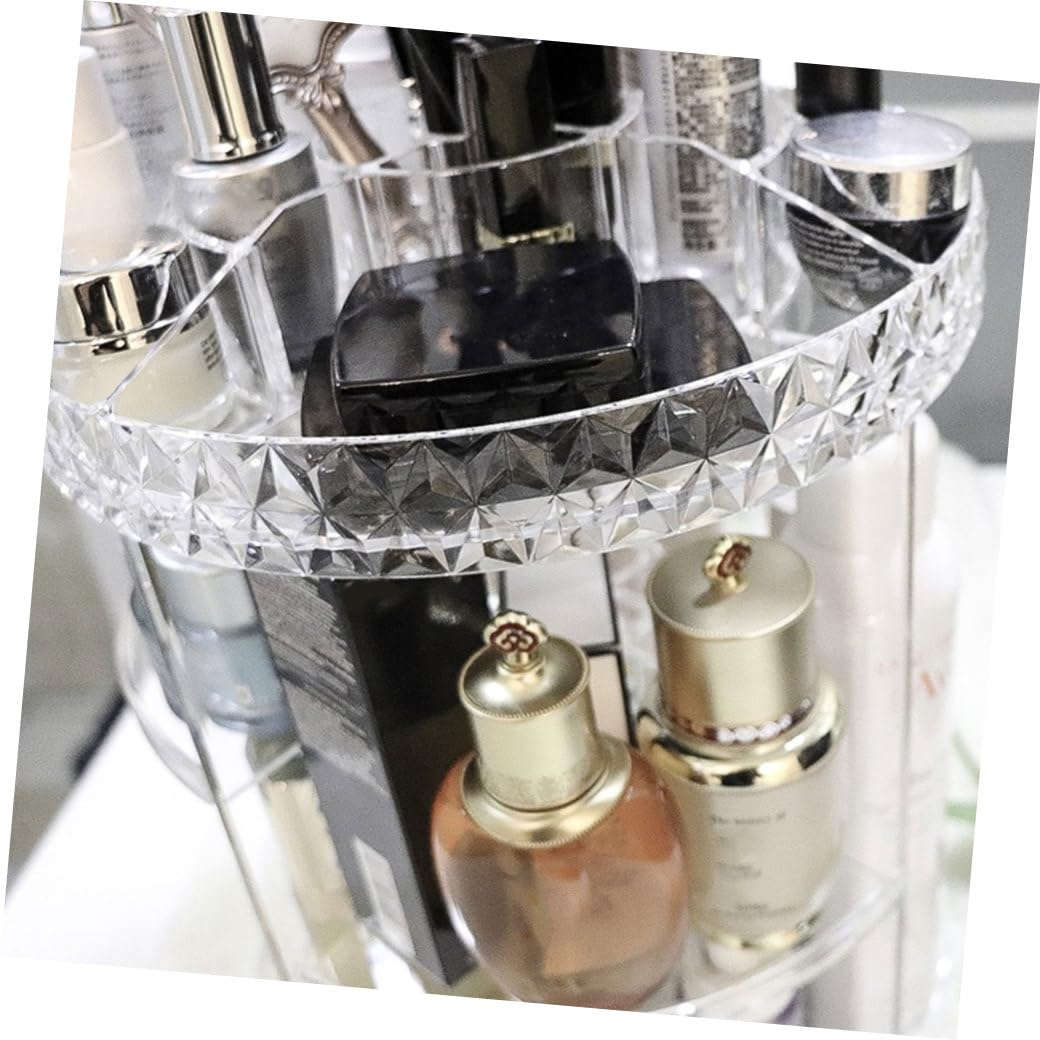 360grado Acrylic Cosmetic Storage Box Con Stand Rotante Gradi Organizer Per Make-up Con Design Diamante Per Vanity Bagno e Ufficio