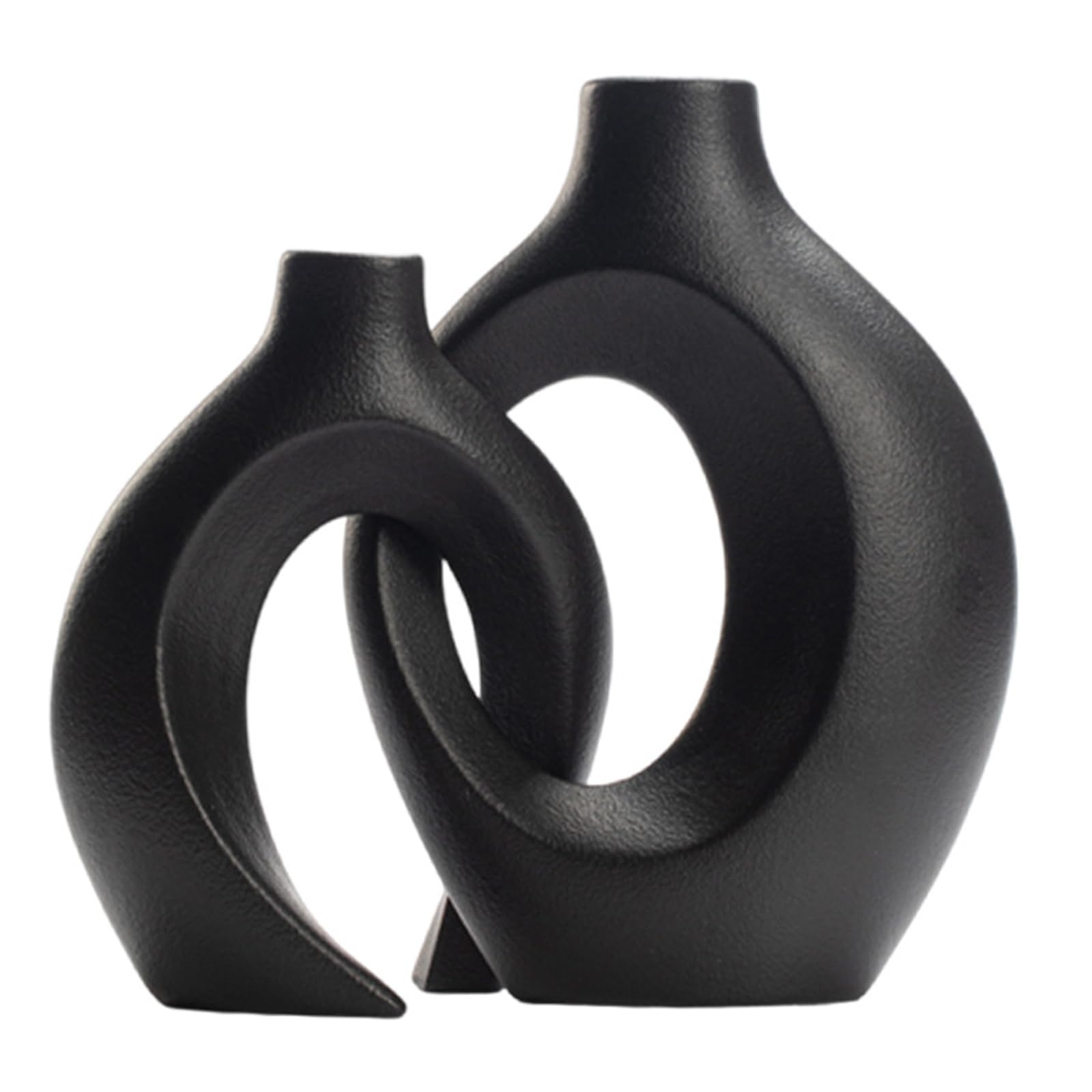 Spalivivre Set of 2 Black Ceramic Decorative Vases for Home Living Room Office