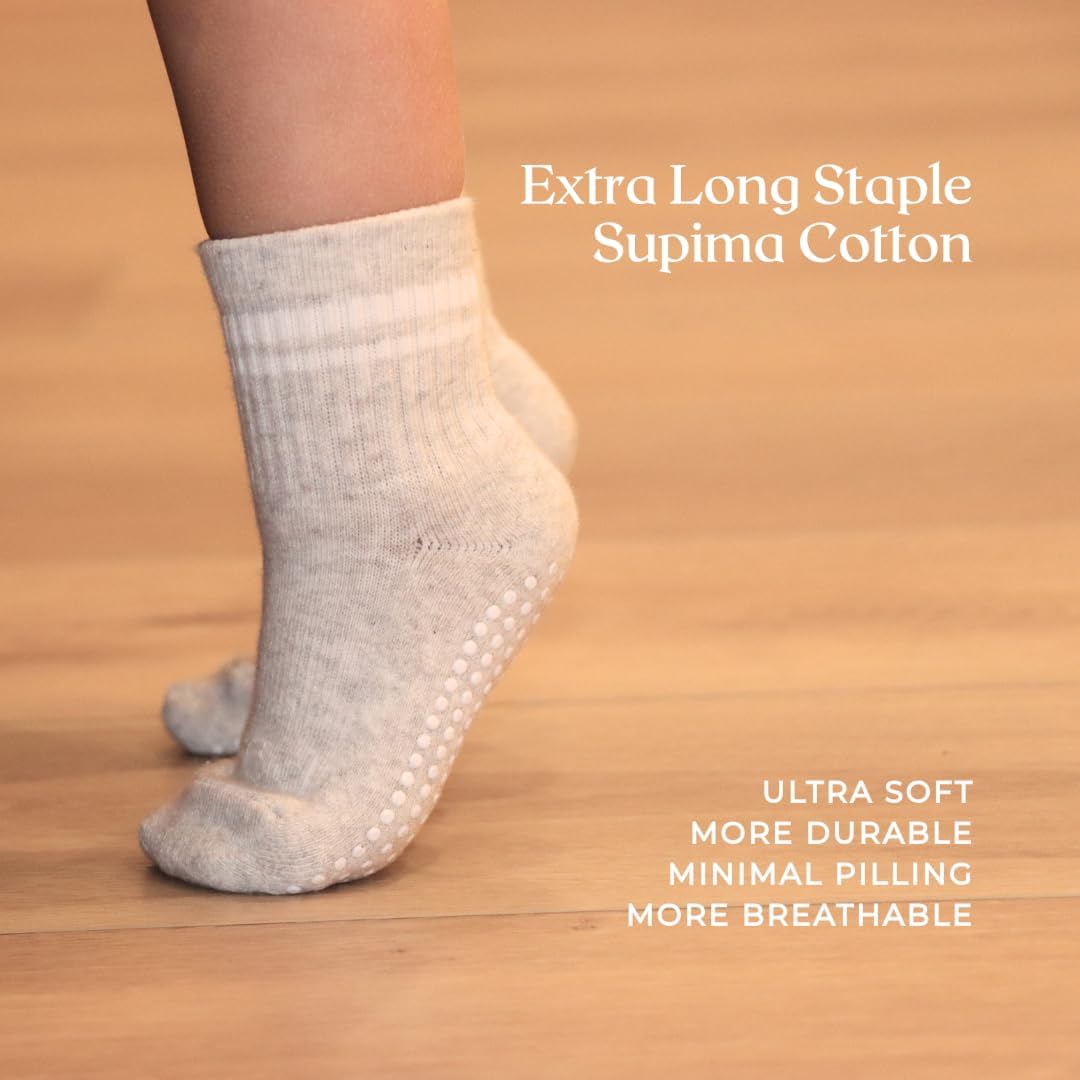 Piggy's Premium Stay-On Toddler Grip Socks, 4-Pack – Supima® Cotton Kids Socks, Non-Slip Soles, Seamless Toe