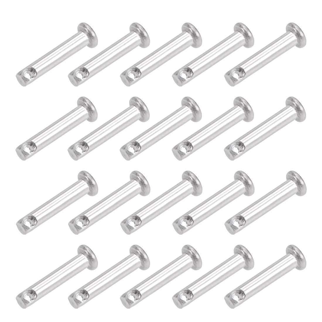 sourcing map Pasadores de Horquilla de Un Solo Orificio 4x20mm, 20Pcs Pasador de Bisagra de Cabeza Plana de Acero Inoxidable 304