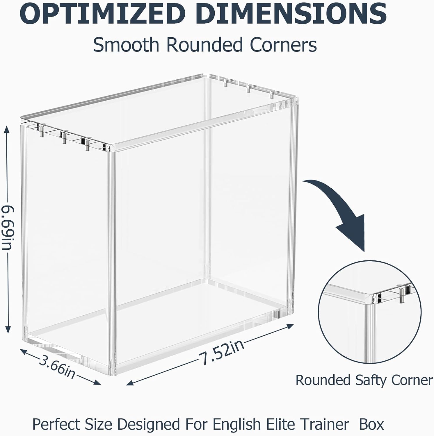 ETB Protector Case Rounded Corner Premium Thick 6mm Acrylic with 6 Magnets Magnetic Closure Easy Top Loading ETB Acrylic Case Compatible with Elite Trainer Boxes