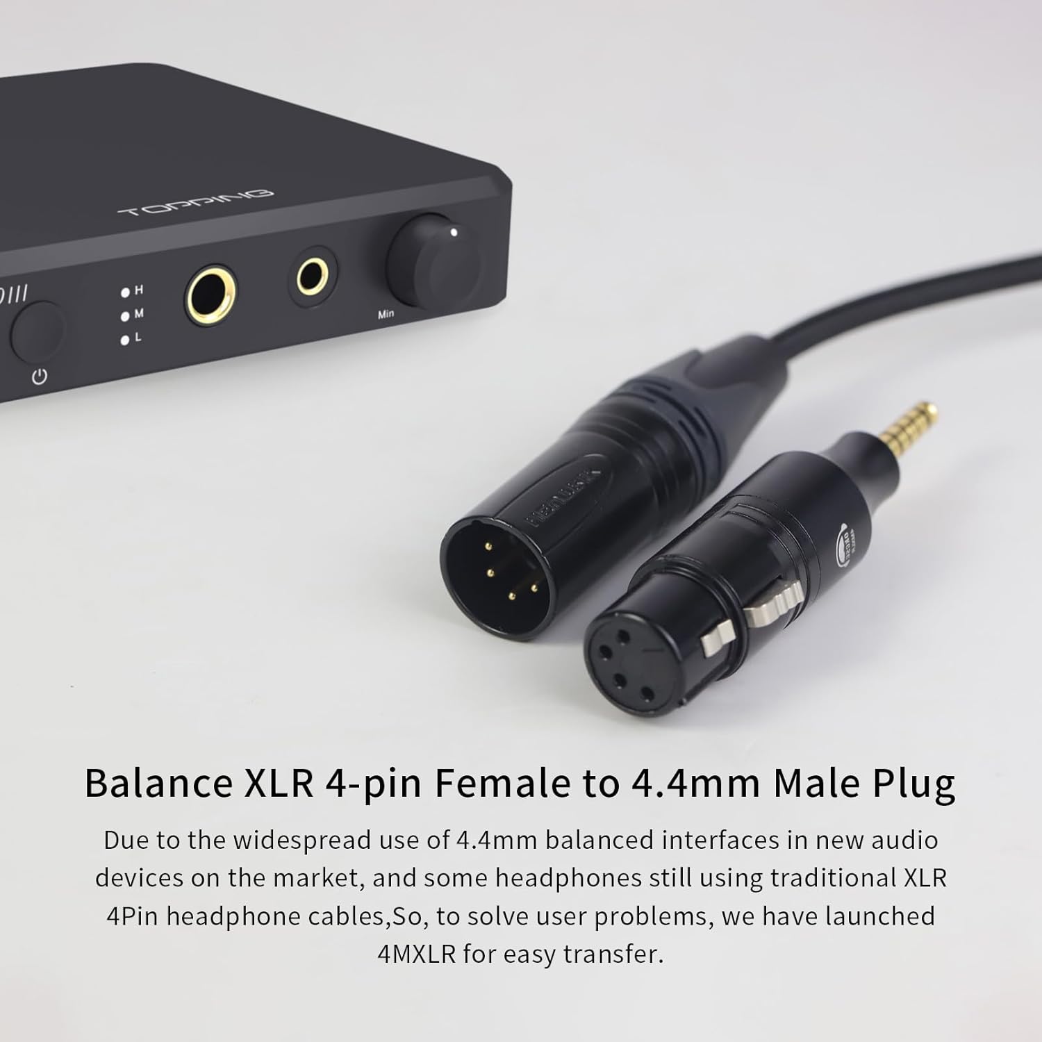 okcsc 4.4mm Male to 4-Pin XLR Female Balanced Audio Adapter，Gold-Plated HiFi Connector Work for Headphone Amps, Portable Music Players & Home Audio Systems, Audio Lossless