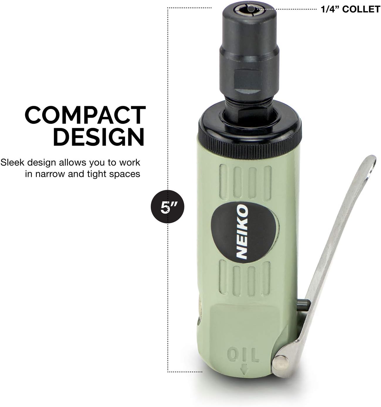 NEIKO 30062A 1/4" Mini Die Grinder | Air Straight Grinder 24,000 RPM Free Speed | Mini and Compact Size - Power Straight Grinders - 