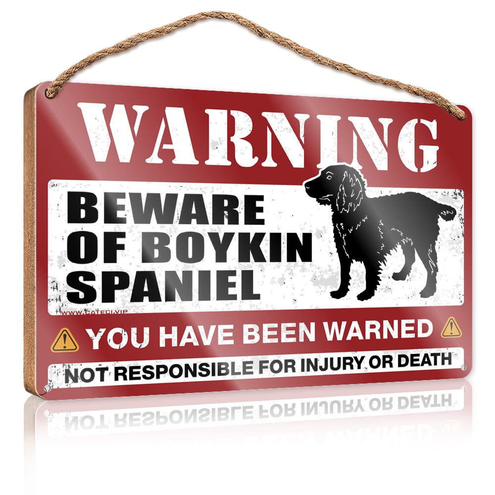 IBWNBBUSN Funny Bathroom Decor Beware Of Boykin Spaniel Wooden Sign Door Decor Family Wall Decor