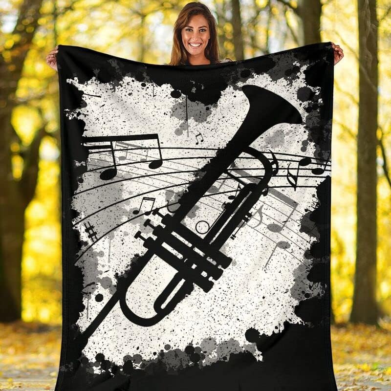 Miniatura 5 de Manta de trompeta, manta de trompeta y manta de trompeta, manta de felpa para sofá, cama, manta de felpa blanca y negra, manta de felpa ligera y