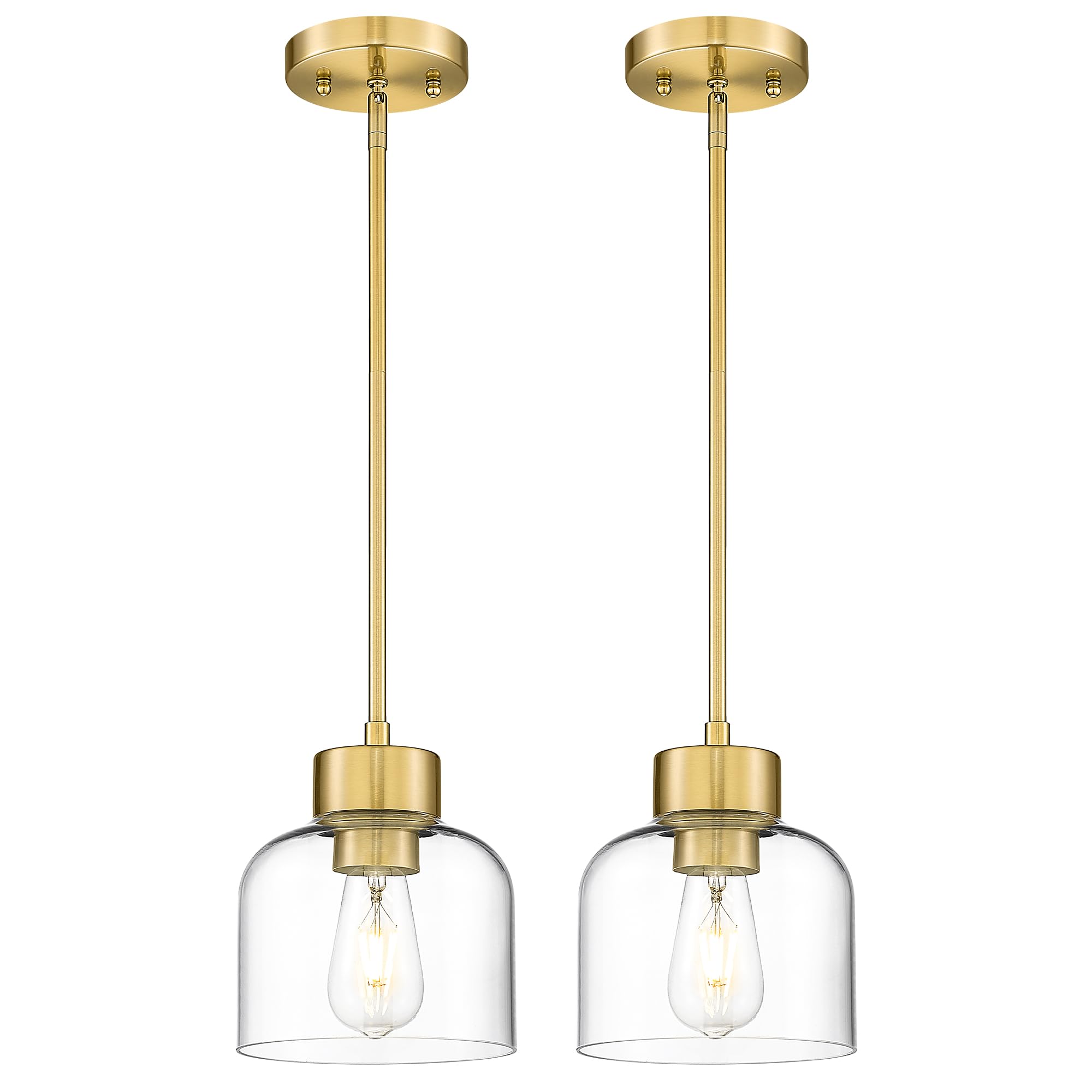 SIMILAR TO..2-Pack Pendant Lights Kitchen Island, 7" Brushed Gold Hanging Lights Fixtures with Clear Glass Shade, Modern Brass Kitchen Pendant Lighting Over Island for Dining Room, AD-24024-1P2-GD