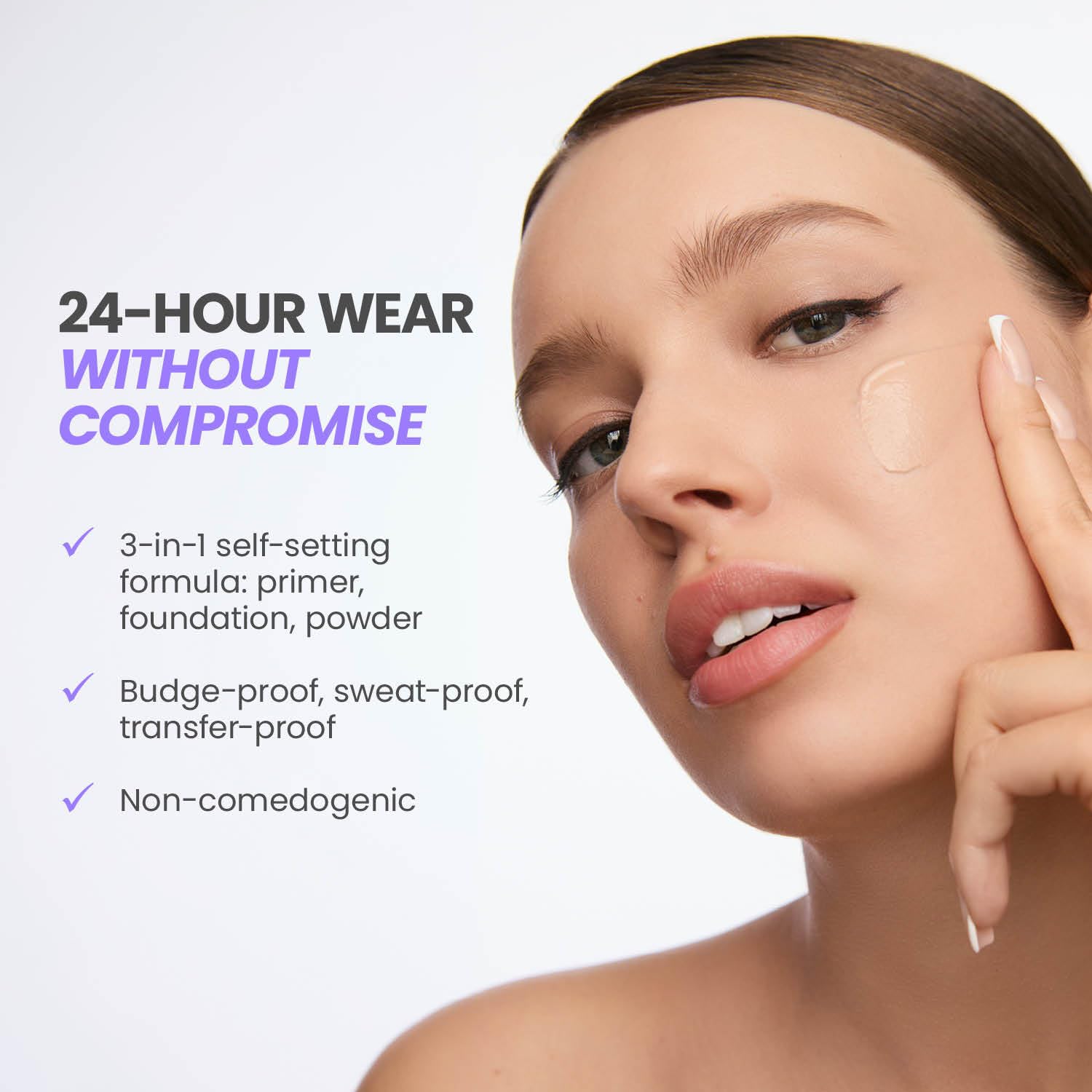 Fond de Teint Sérum Wonderskin Hyper Bond Tenue 24H – Imperméable, Sans Transfert, Maquillage Longue Tenue avec Niacinamide & Acide Hyaluronique – Léger, Fini Naturel (Echo) | Sérum léger, le fond de teint olive offre une couverture imperméable et longue
