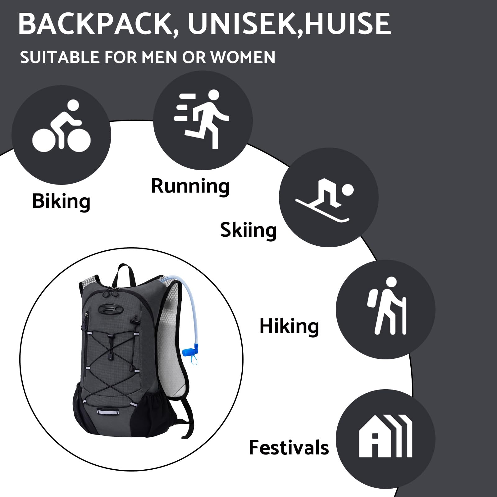 10L Zaino Idratazione Ultraleggero con Vescica da 2L, Gilet da Corsa da Donna, Zaino da Bici da Uomo Impermeabile per Maratona, Campeggio, Escursionismo