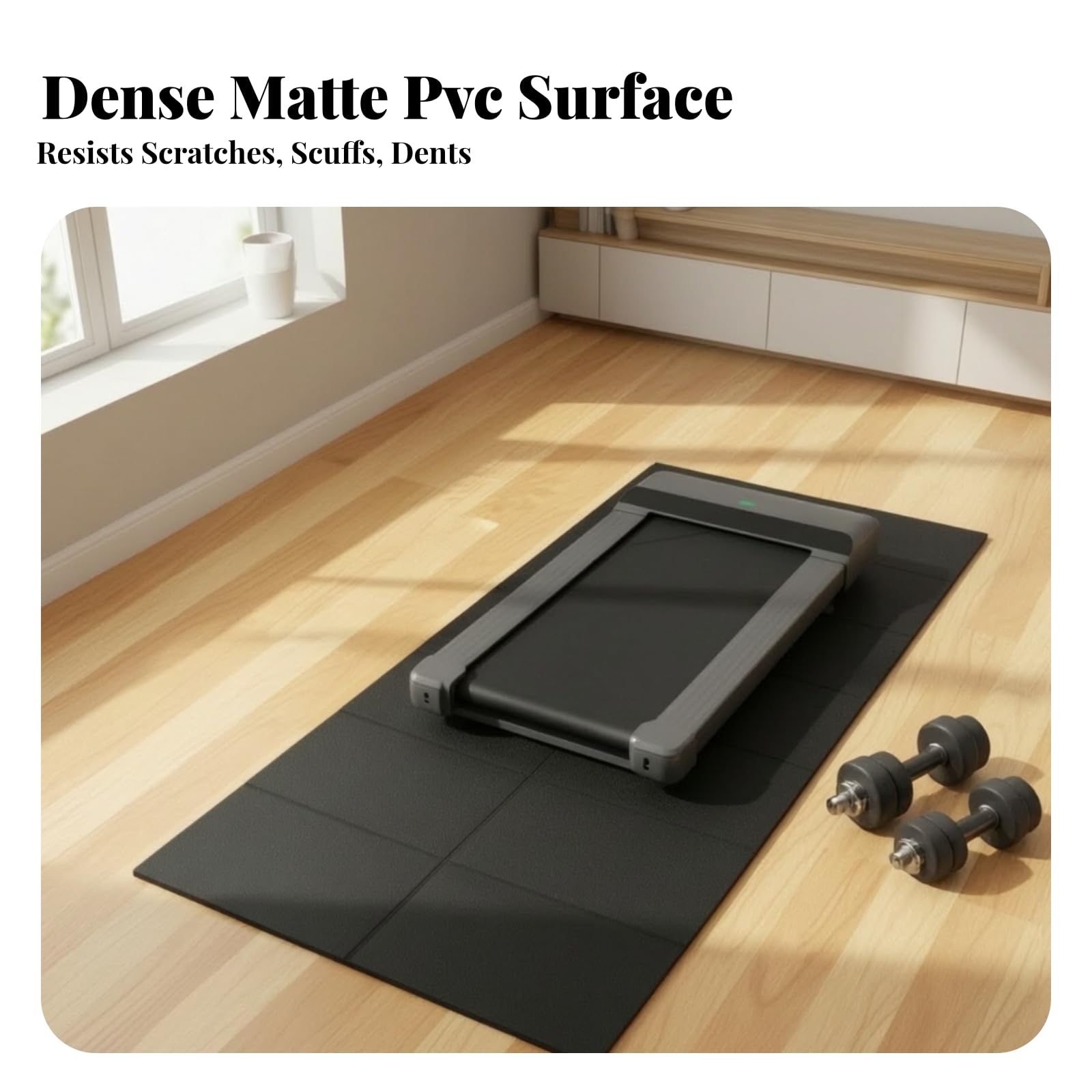 Alfombrilla de Cinta de Correr Antideslizante Colchoneta de Ejercicio Esterilla Protector Suelo PVC Absorbe Impacto Impermeable Fácil de Guardar