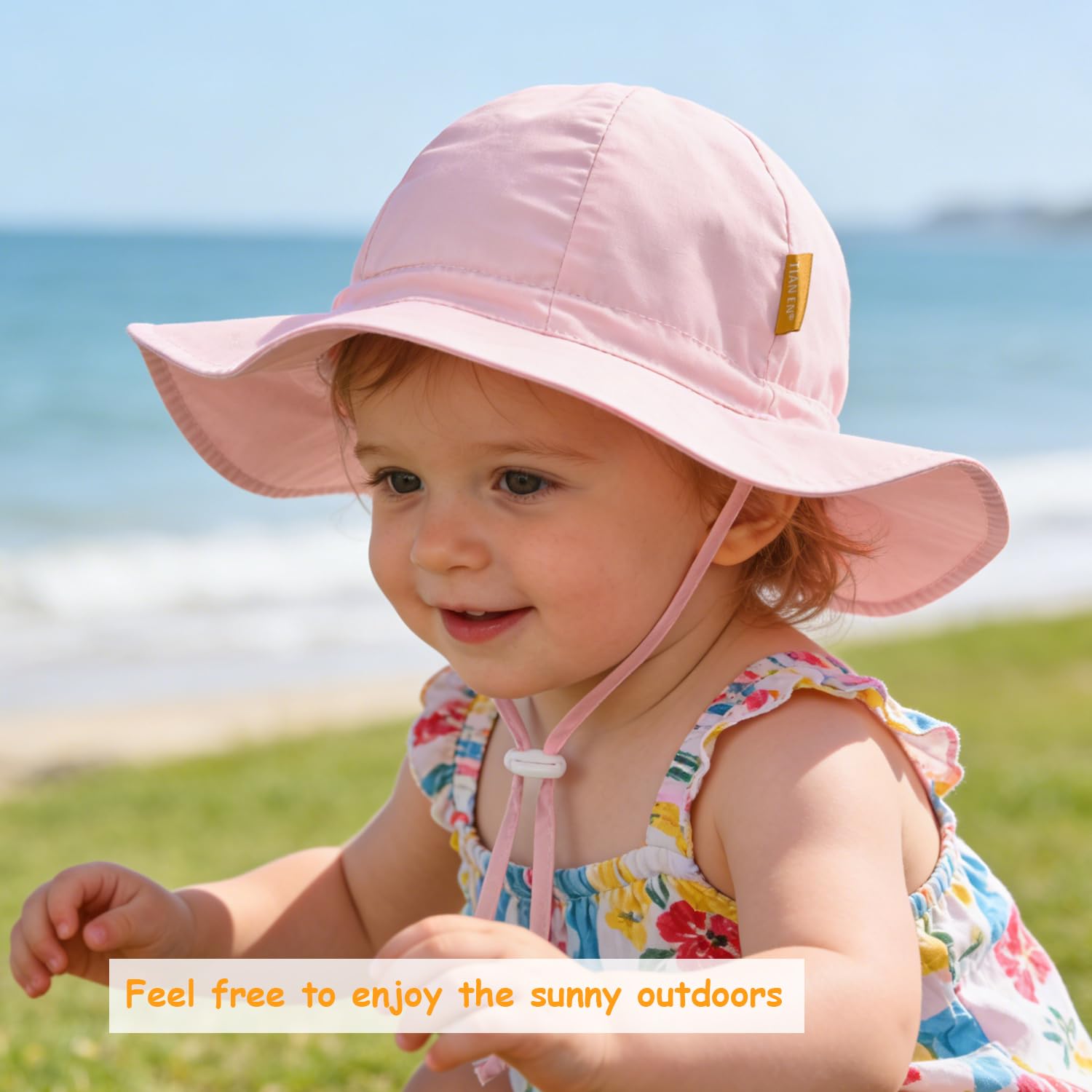Cappello da sole per neonata con UPF 50+, cappello da spiaggia regolabile per bambini con tesa larga