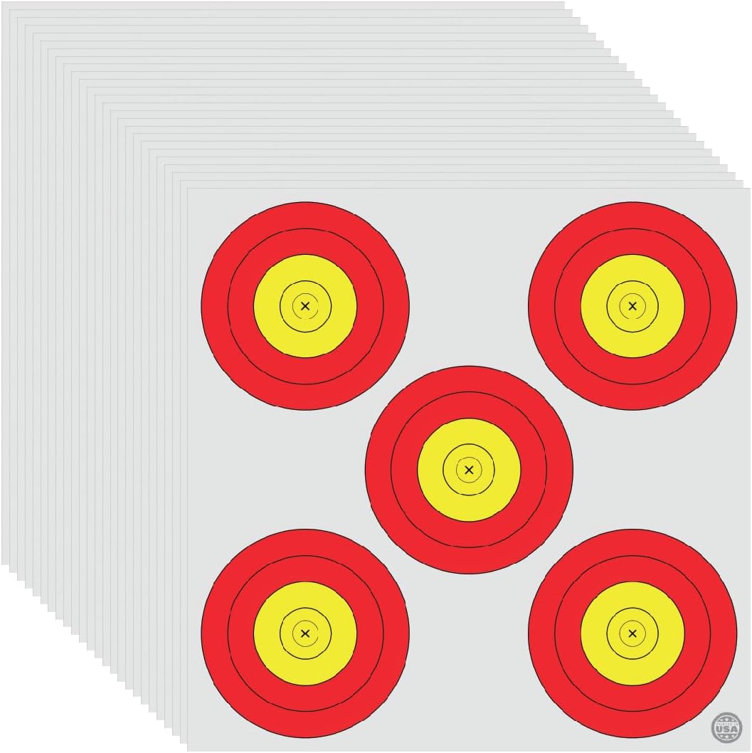 ArrowLife 17" 5 Spot Target Face, Made in The USA, 25 Pack + 2 Free Tic, Tac, Toe