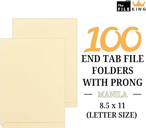 Miniatura 8 de The File King Carpeta de archivos Manila con pestaña lateral completa con dos sujetadores, tamaño carta, caja de 50 unidades, espacio para