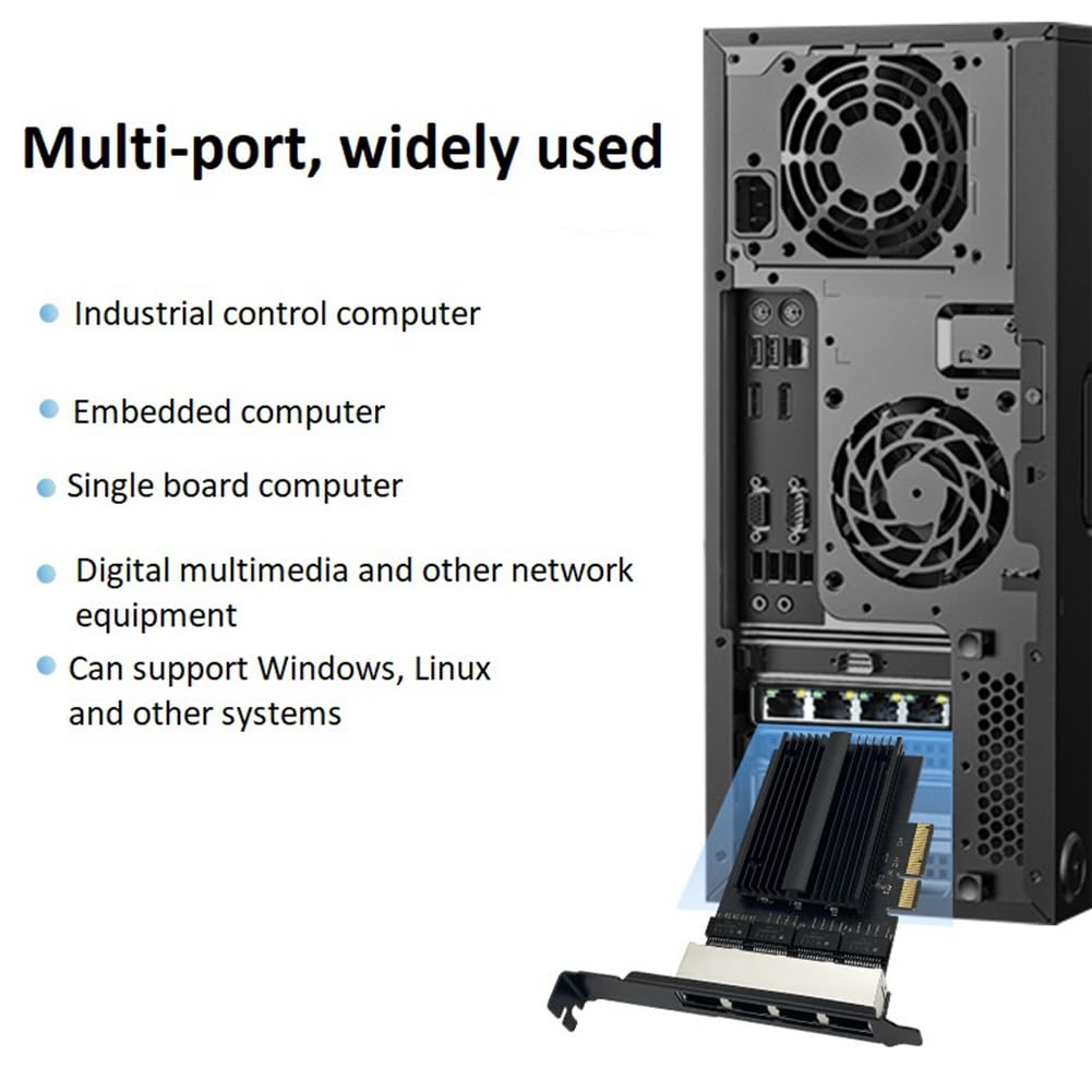 Carte réseau PCI-e RJ45 2500Mbps I226-V Gigabit Ethernet RJ45 Adaptateur WLAN PCI à quatre ports 2,5 G pour bureau