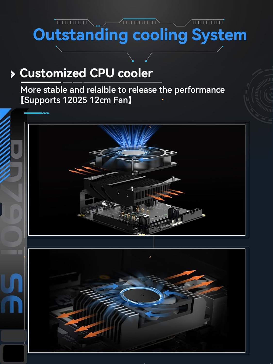 MINIS FORUM BD775i SE Motherboard, AMD Ryzen 7 7745HX 8C/16T bis zu 5,1 GHz, AMD Radeon 610M, Barebone ohne 2×DDR5, 2×M.2 2280 NVME SSD, 8K@60Hz/4K@120Hz HDMI/DP/USB-C, 2,5G RJ45, PCIe 5.0 x16