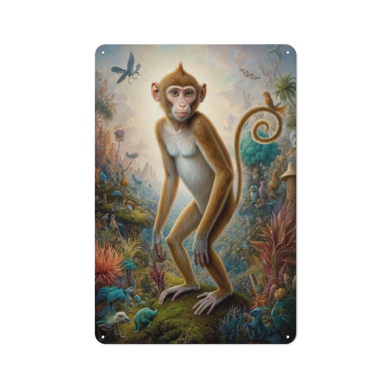 Metal Wall Sign 30x20cm Featuring Magical Monkey Safari for Bar Or Restaurant, for Bar Decor Enthusiasts