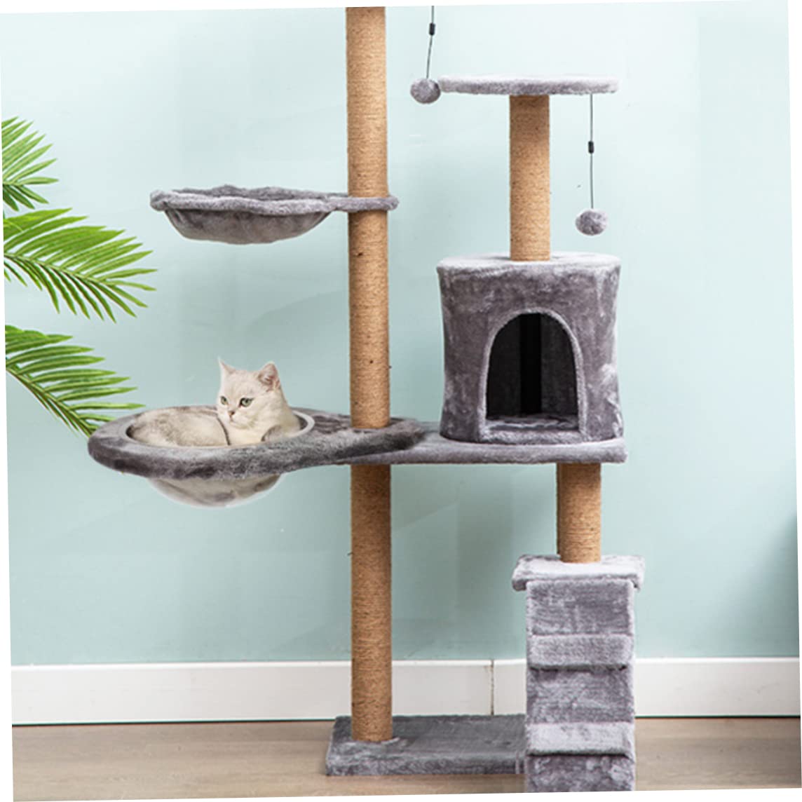 Hamaca para árbol de gato, torre de gato gris, cesta de repuesto para cama de hamaca, juguetes colgantes con hamaca para todos los gatos