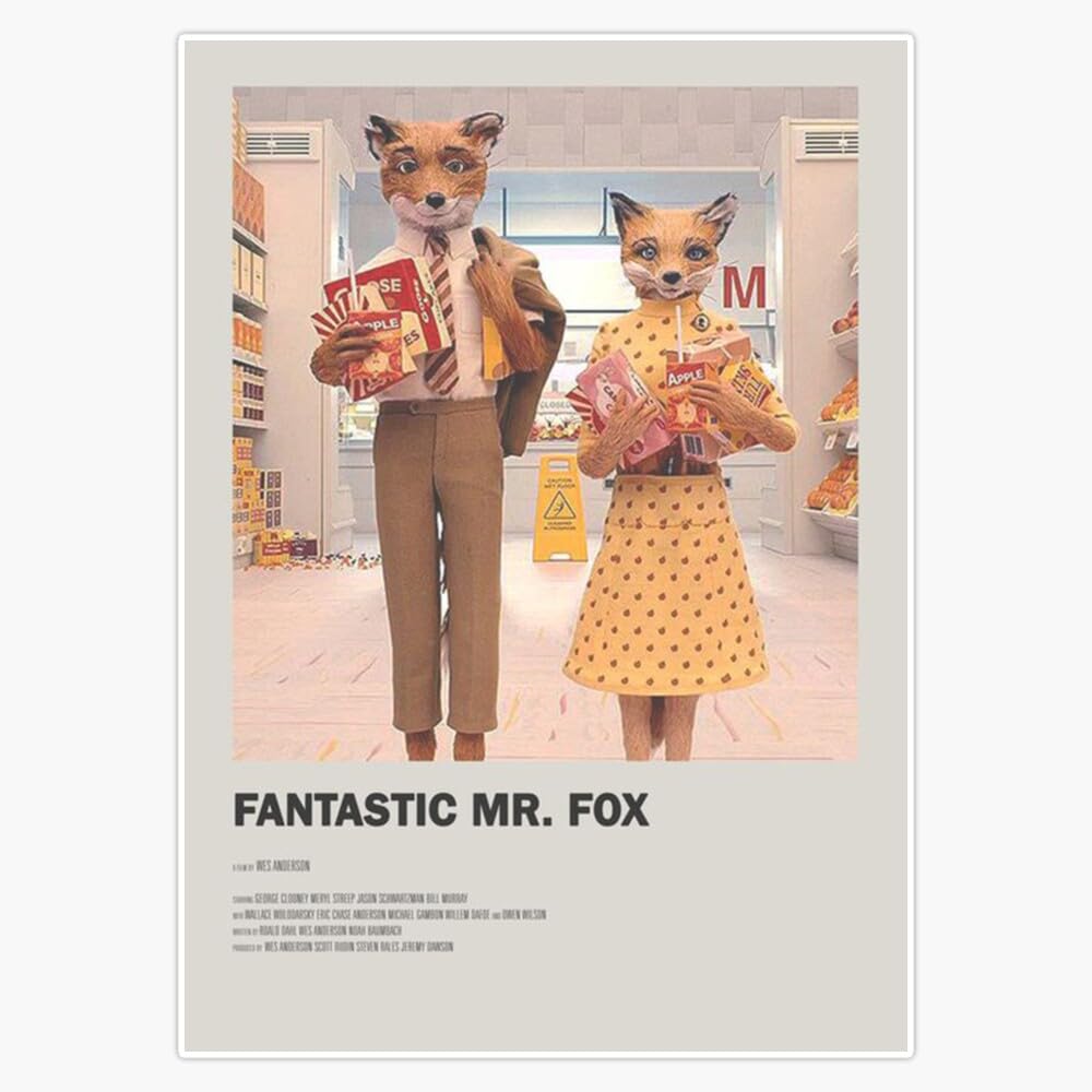 Fantastic Mr Fox Minimalist Sticker Vinyl Waterproof Sticker Decal Car Laptop Wall Window Bumper Sticker 5"