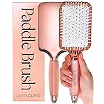 Lily England Paddle Hair Brush for Women with All Hair Types - Professional Hairbrush for Blow Drying, Detangling & Straightening - Smooth Brush with Gel Handle for Easy Grip, Rose Gold-White