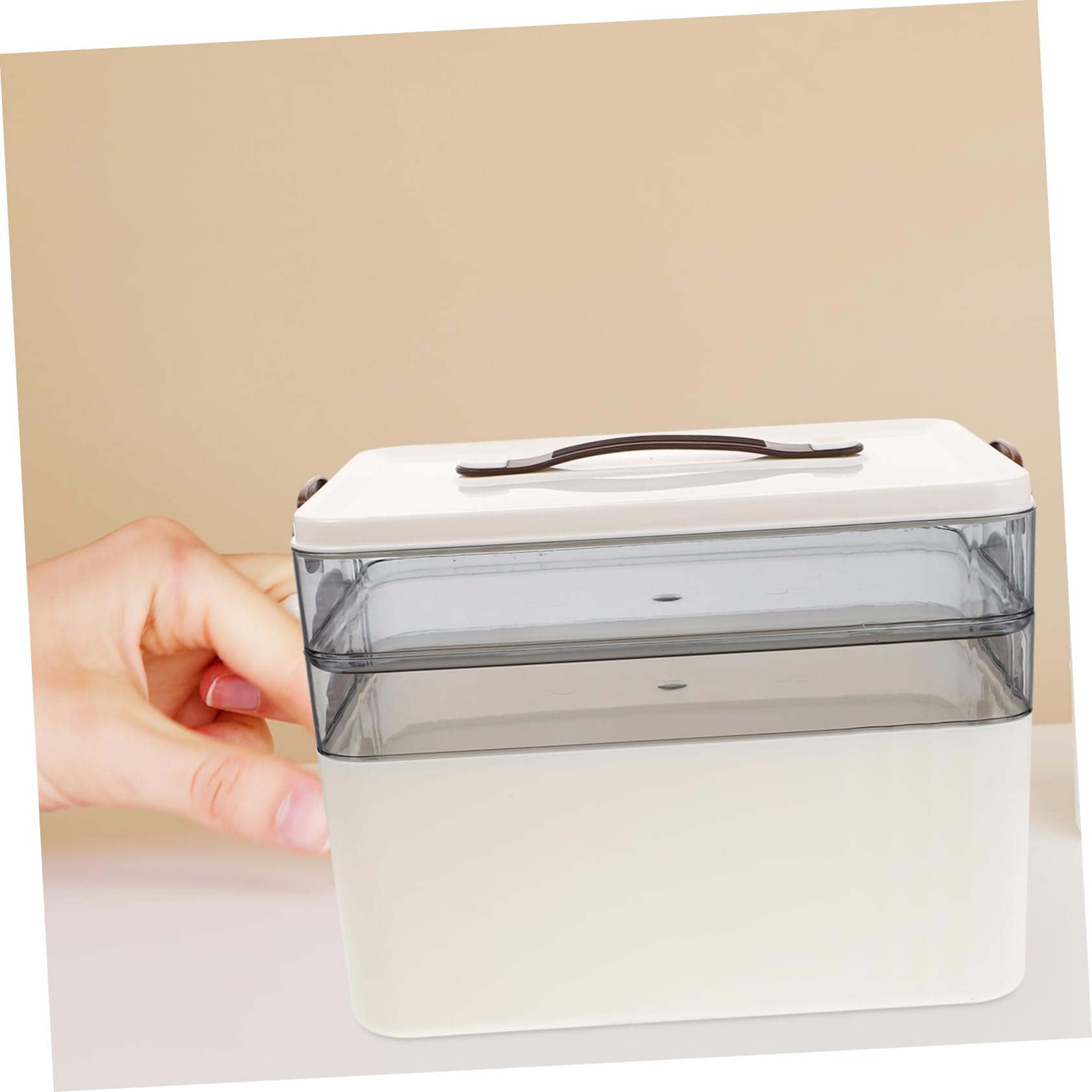 Cabilock Organizador de Medicamentos con Gran Capacidad, Caja de Plástico Multi-capas con Compartimentos Transparentes, Diseño Compacto y Asa para Uso en Viajes y Hogar