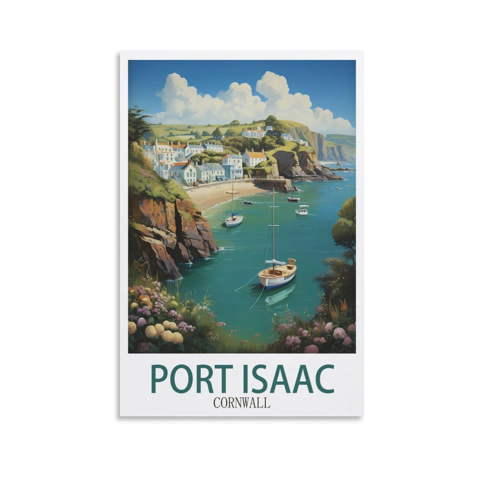 Zbbggoz Unframe-Style Port Isaac Cornwall Vintage Travel Posters 08X12inch(20X30cm) Canvas Wall Posters And Art Picture Print Modern Family Bedroom Decor