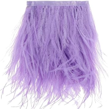 Shekyeon Ostrich Feathers Trim Fringe used Wedding Sewing Crafts Costumes Decoration Pack of 2 yards Lavender