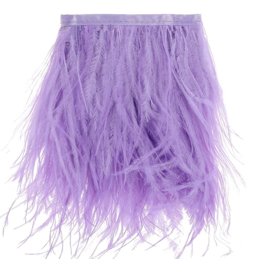 Shekyeon Ostrich Feathers Trim Fringe Used Wedding Sewing Crafts Costumes Decoration Pack of 2 Yards(Lavender)