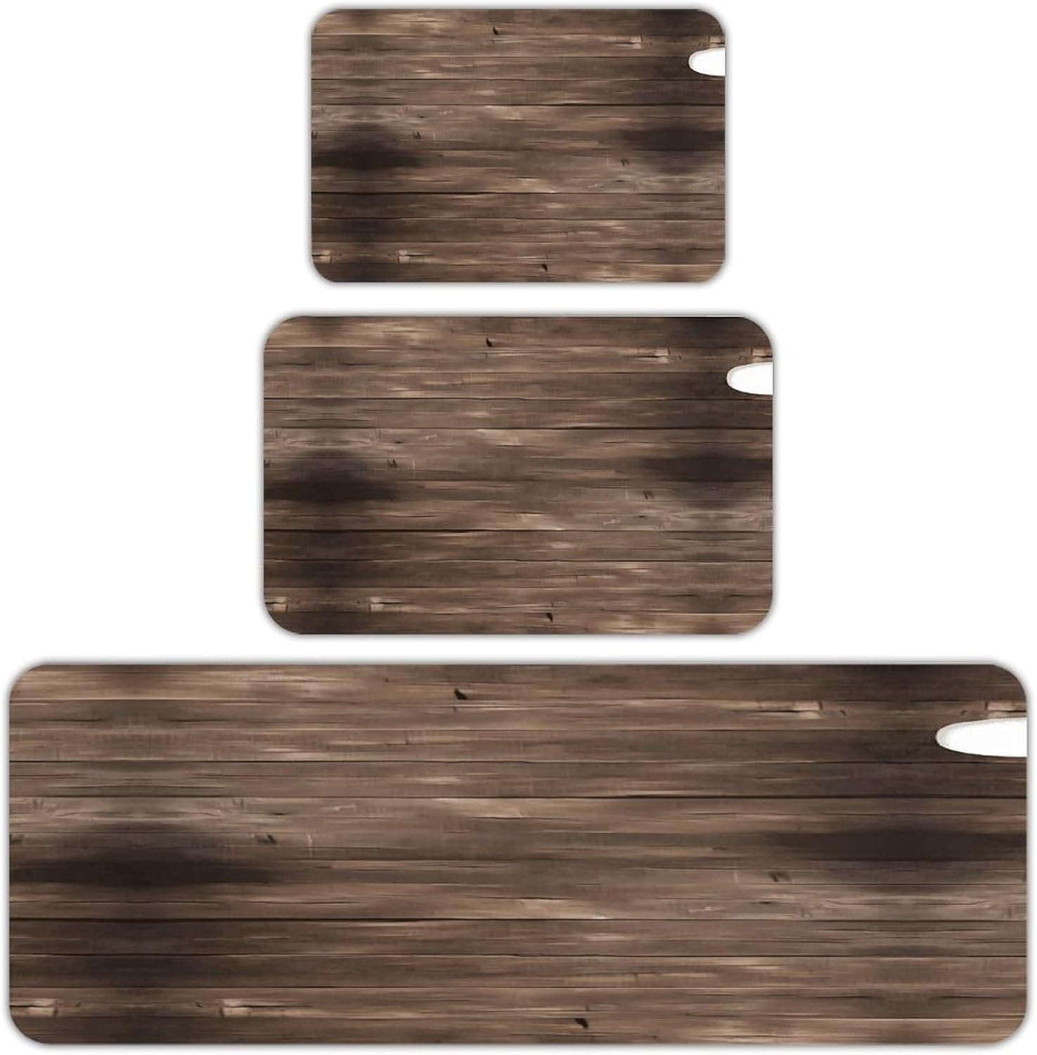 Rustic Old Barn Wood Kitchen Mats Soft Absorbent Rugs for Floor Non Slip Washable Kitchen Mats Fashion Rectangular Rugs for Three-Piece Set for Laundry Office Home Sink